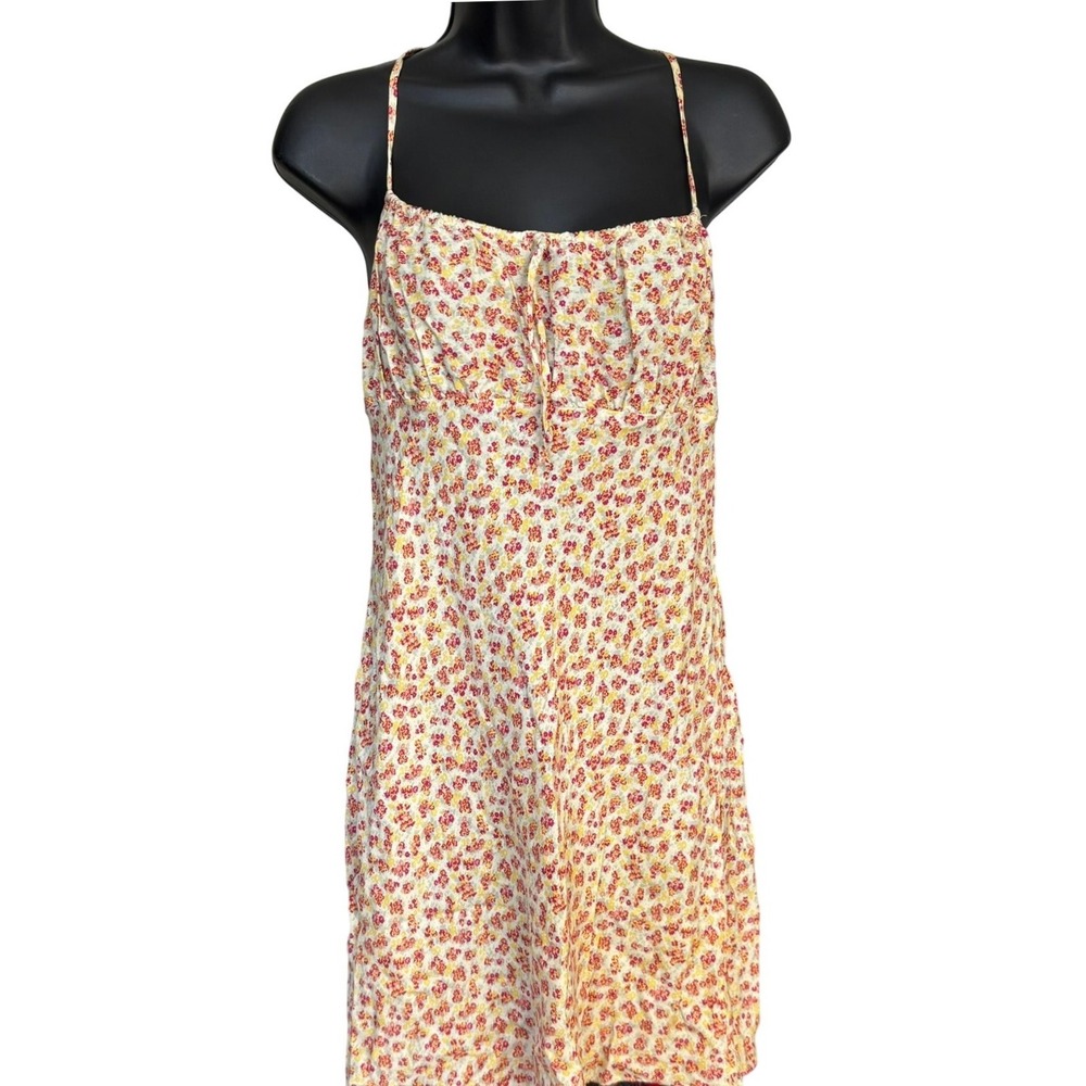 Reformation Rebekah Yellow Floral Mini Dress Sz M Feminine Summer‎ Cute